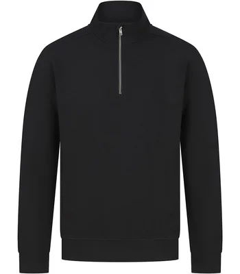 Henbury Henbury Unisex Sustainable 1/4 Zip Sweatshirt in BLK