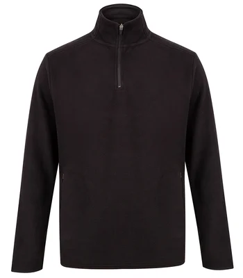Henbury Henbury Zip Neck Micro Fleece in BLK