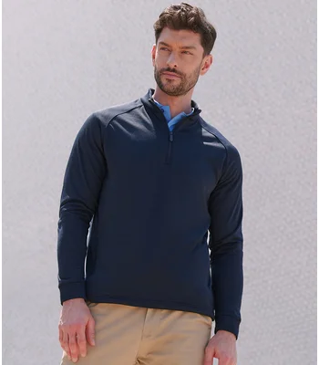 Henbury Henbury Zip Neck Wicking Top in NAV