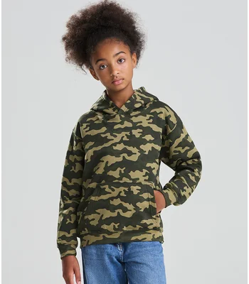 Just Hoods AWDis Kids Camo Hoodie in BKC