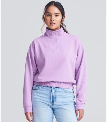 Just Hoods AWDis Ladies Cropped 1/4 Zip Sweatshirt in LAV