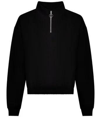 Just Hoods AWDis Ladies Cropped 1/4 Zip Sweatshirt in DBK