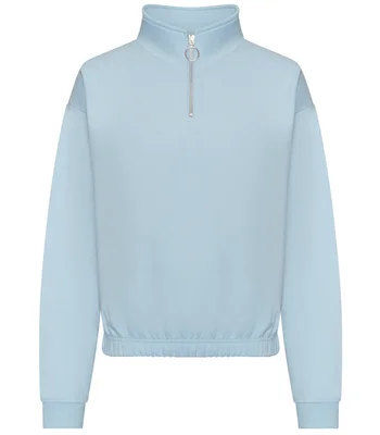 Just Hoods AWDis Ladies Cropped 1/4 Zip Sweatshirt in SKY