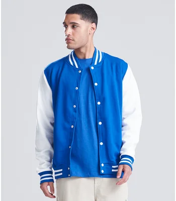 Just Hoods AWDis Varsity Jacket in JB/WH