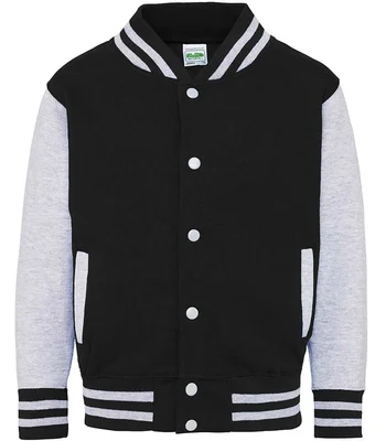 Just Hoods AWDis Kids Varsity Jacket in JB/WH