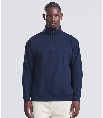 Just Hoods AWDis Sophomore Zip Neck Sweatshirt in HEA