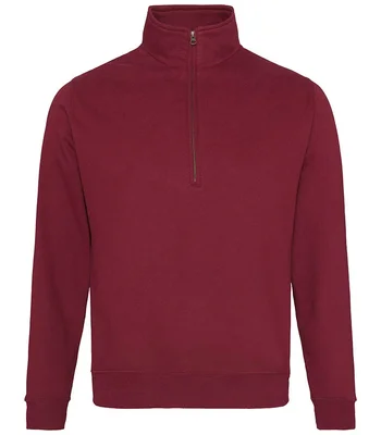 Just Hoods AWDis Sophomore Zip Neck Sweatshirt in BUR