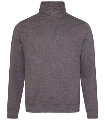 Just Hoods AWDis Sophomore Zip Neck Sweatshirt in CHA