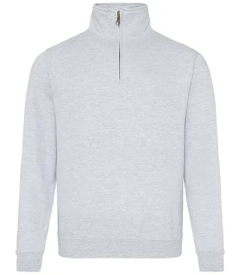 Just Hoods AWDis Sophomore Zip Neck Sweatshirt in HEA