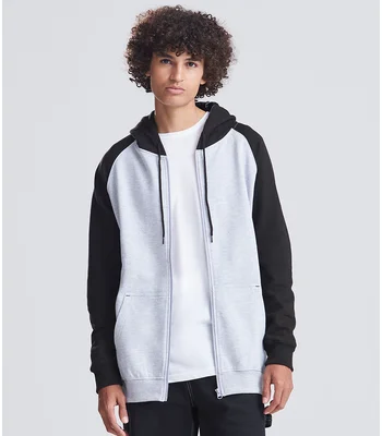 Just Hoods AWDis Baseball Zoodie in HE/JB
