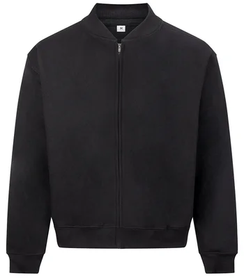 Just Hoods AWDis Signature Heavyweight Bomber Sweat Jacket in Deep Black