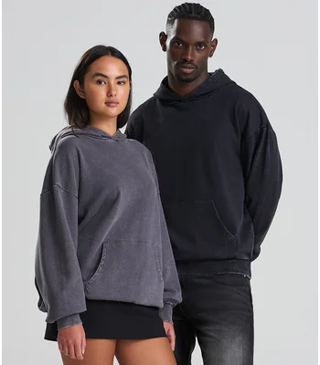 Just Hoods AWDis Vintage Washed Hoodie in Washed Black