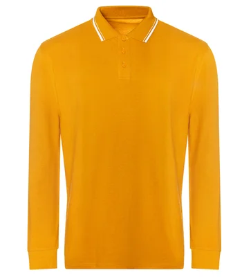 Just Polos AWDis Long Sleeve Tipped 100 Polo Shirt in OX/WH