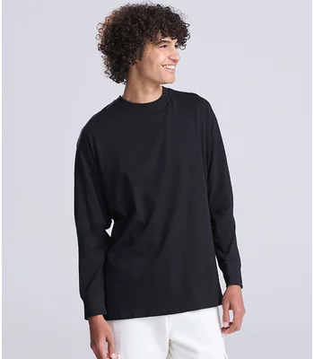 Just Ts AWDis Unisex Oversize 100 Long Sleeve T-Shirt in Deep Black
