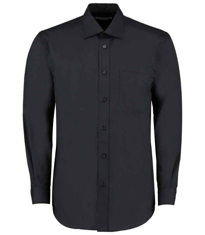 Kustom Kit Kustom Kit Long Sleeve Classic Fit Business Shirt in BLK