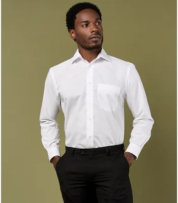 Kustom Kit Kustom Kit Long Sleeve Classic Fit Business Shirt in DKN