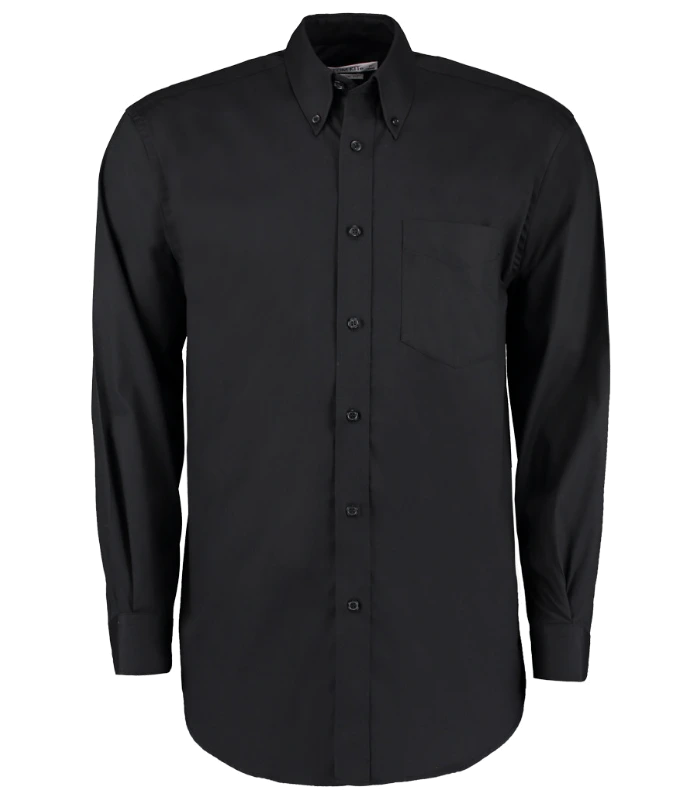 Kustom Kit Kustom Kit Premium Long Sleeve Classic Fit Oxford Shirt in BLK