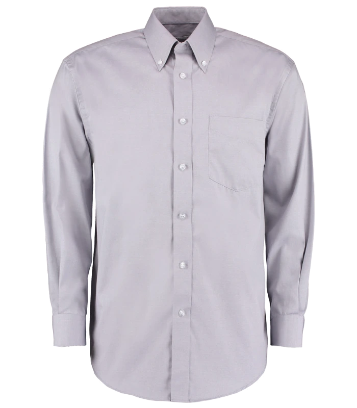 Kustom Kit Kustom Kit Premium Long Sleeve Classic Fit Oxford Shirt in SIL