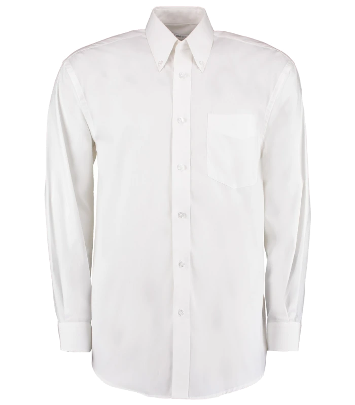 Kustom Kit Kustom Kit Premium Long Sleeve Classic Fit Oxford Shirt in WHI