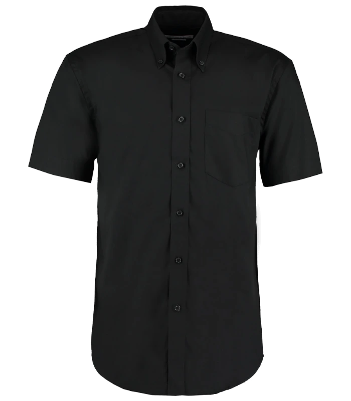 Kustom Kit Kustom Kit Premium Short Sleeve Classic Fit Oxford Shirt in BLK