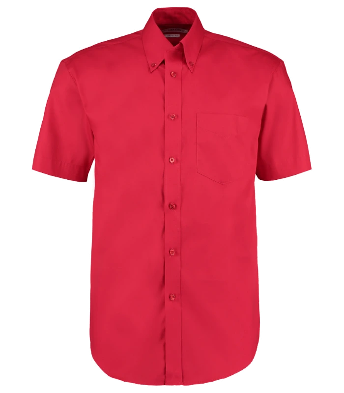 Kustom Kit Kustom Kit Premium Short Sleeve Classic Fit Oxford Shirt in RED
