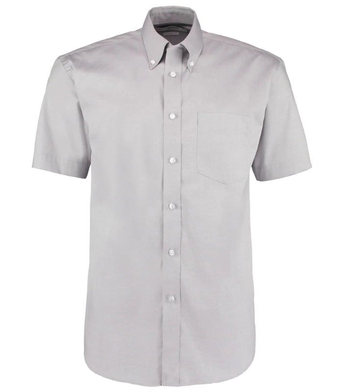 Kustom Kit Kustom Kit Premium Short Sleeve Classic Fit Oxford Shirt in SIL