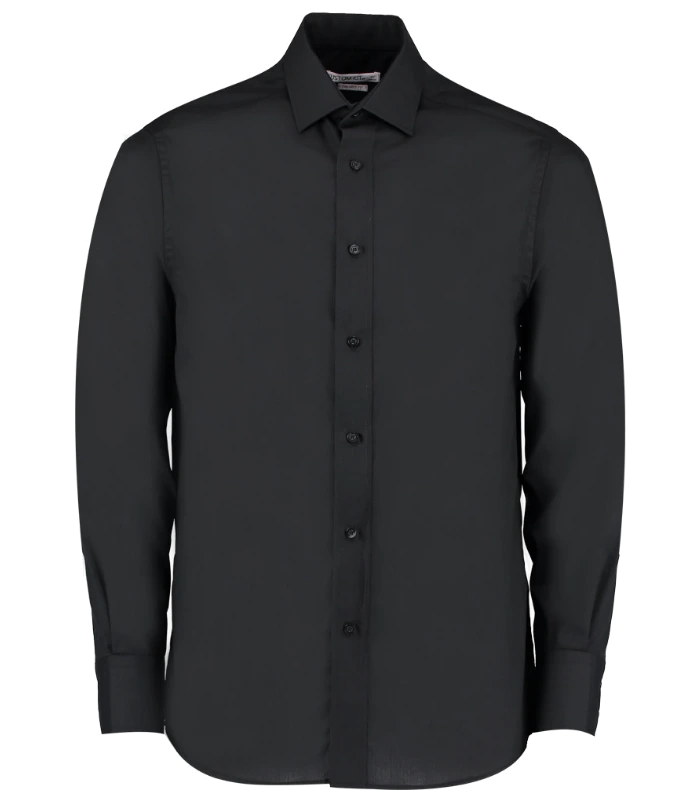 Kustom Kit Kustom Kit Long Sleeve Tailored Business Shirt in BLK