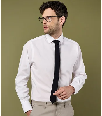 Kustom Kit Kustom Kit Long Sleeve Tailored Business Shirt in WHI