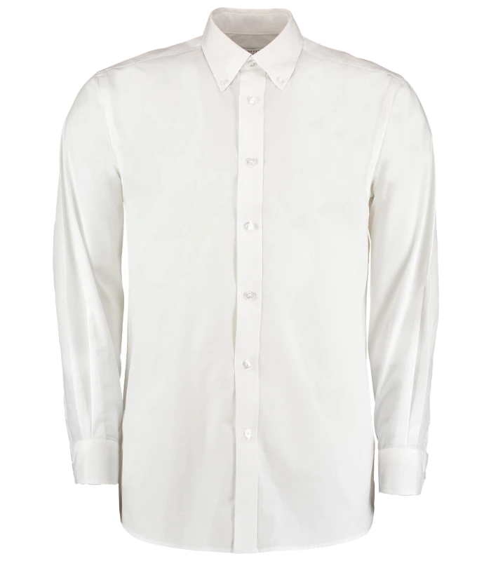 Kustom Kit Kustom Kit Long Sleeve Classic Fit Workforce Shirt in WHI