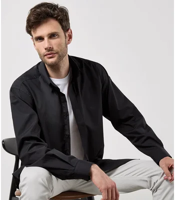 Kustom Kit Kustom Kit Long Sleeve Classic Fit Workforce Shirt in BLK