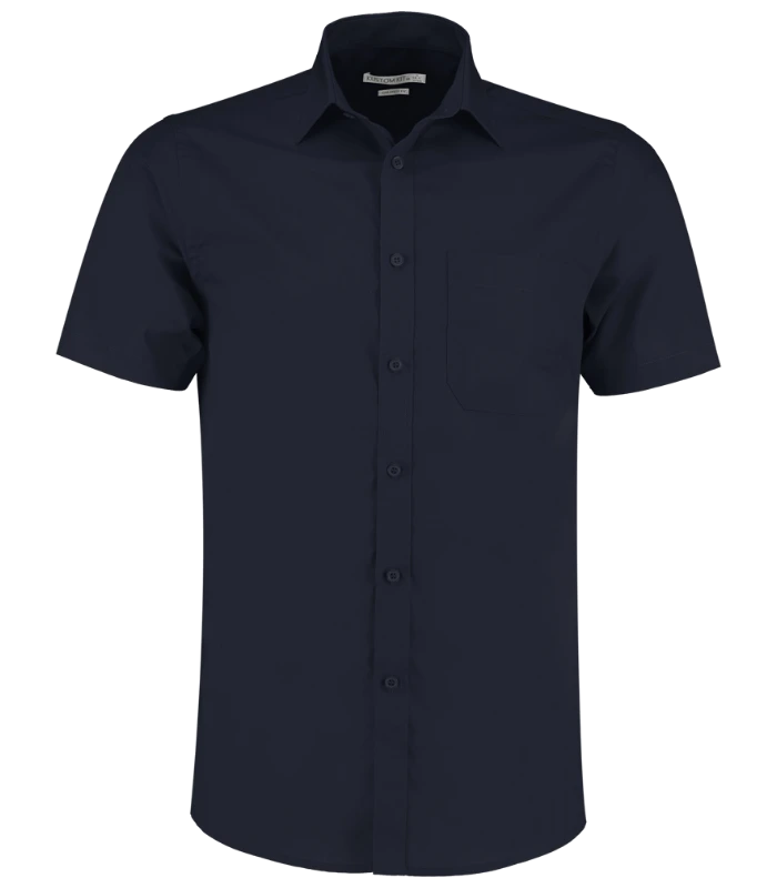 Kustom Kit Kustom Kit Short Sleeve Tailored Poplin Shirt in DKN