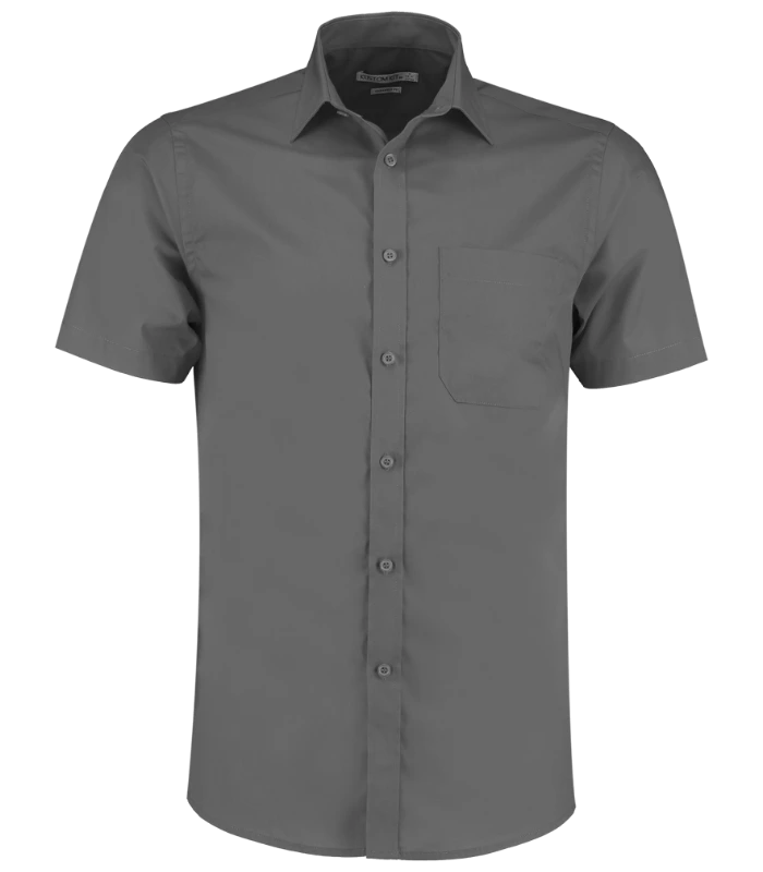Kustom Kit Kustom Kit Short Sleeve Tailored Poplin Shirt in GPH