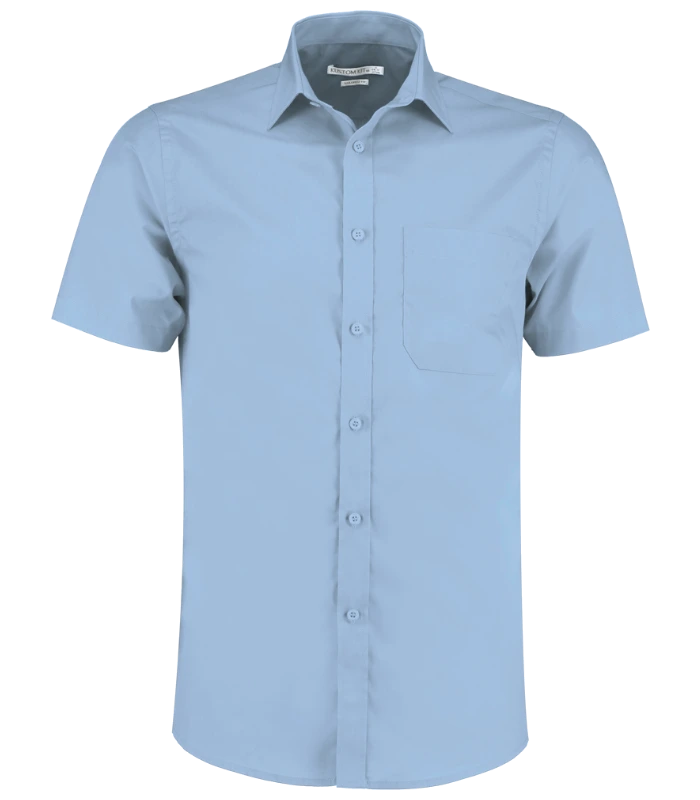 Kustom Kit Kustom Kit Short Sleeve Tailored Poplin Shirt in LBL