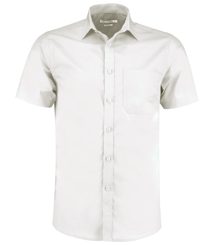Kustom Kit Kustom Kit Short Sleeve Tailored Poplin Shirt in WHI