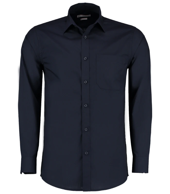 Kustom Kit Kustom Kit Long Sleeve Tailored Poplin Shirt in DKN