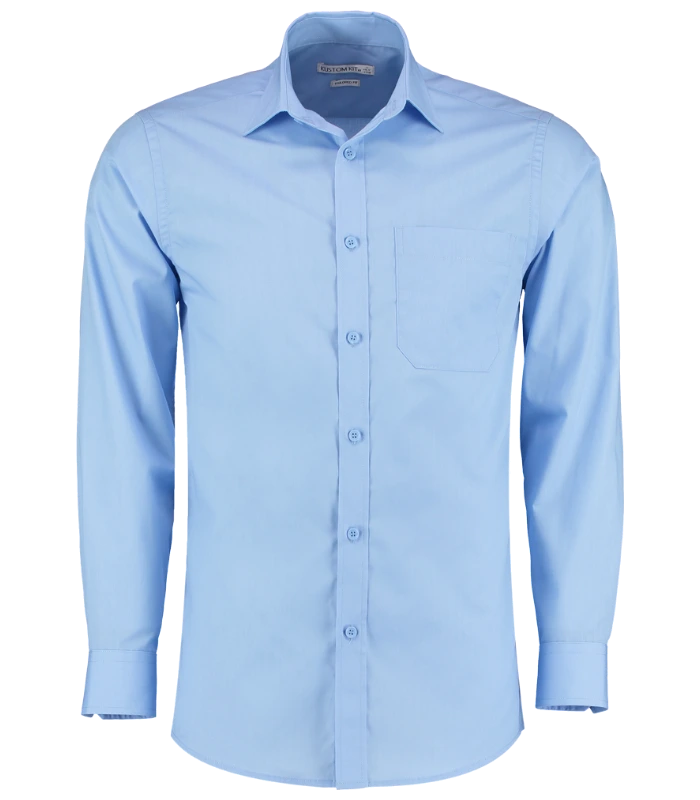 Kustom Kit Kustom Kit Long Sleeve Tailored Poplin Shirt in LBL