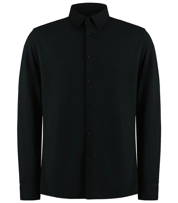 Kustom Kit Kustom Kit Long Sleeve Superwash® 60°C Piqué Shirt in BLK