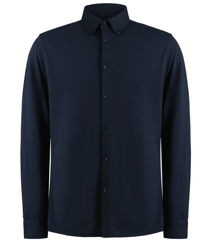 Kustom Kit Kustom Kit Long Sleeve Superwash® 60°C Piqué Shirt in NAV