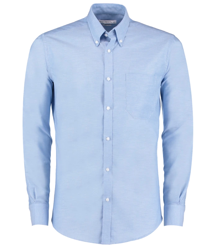 Kustom Kit Kustom Kit Long Sleeve Slim Fit Workwear Oxford Shirt in LBL