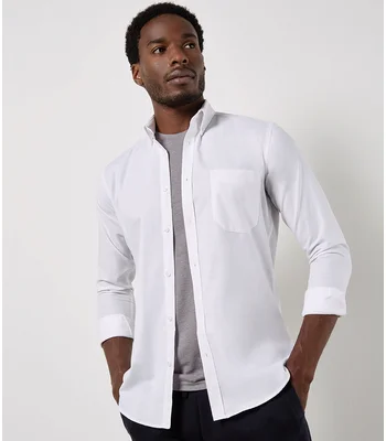 Kustom Kit Kustom Kit Long Sleeve Slim Fit Workwear Oxford Shirt in LBL