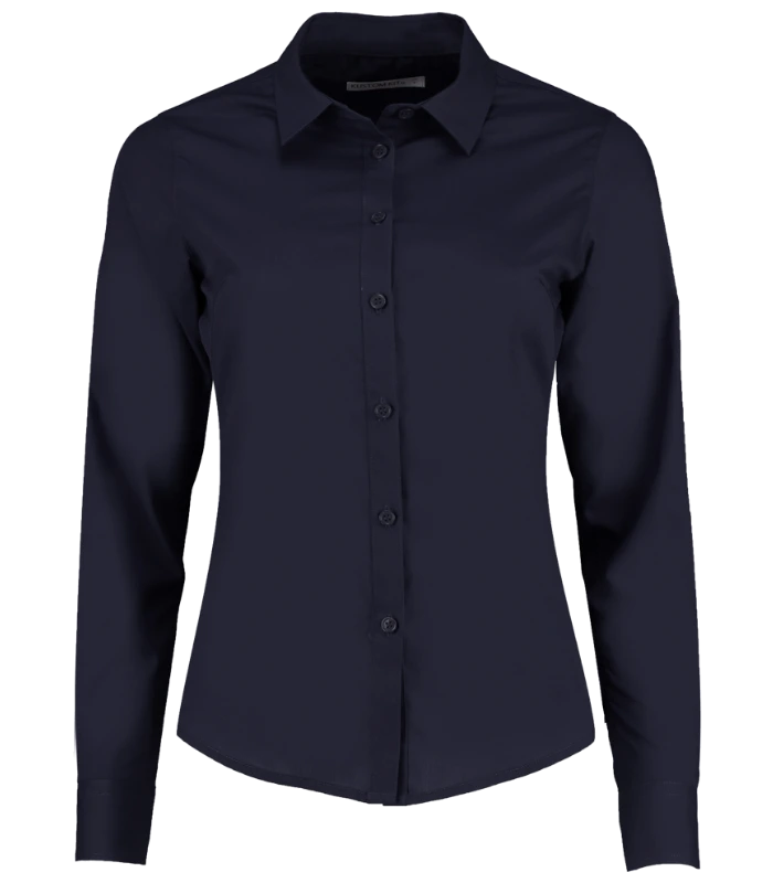 Kustom Kit Kustom Kit Ladies Long Sleeve Tailored Poplin Shirt in DKN
