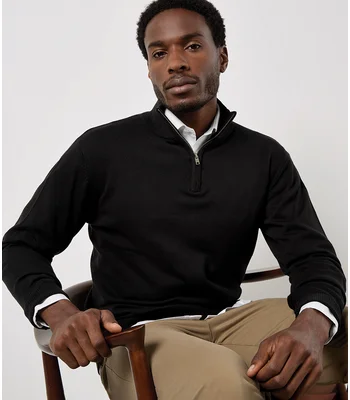 Kustom Kit Kustom Kit Regular Fit Arundel 1/4 Zip Sweater in Black