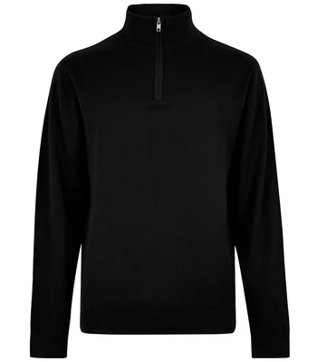 Kustom Kit Kustom Kit Regular Fit Arundel 1/4 Zip Sweater in Black