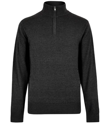 Kustom Kit Kustom Kit Regular Fit Arundel 1/4 Zip Sweater in Graphite Grey