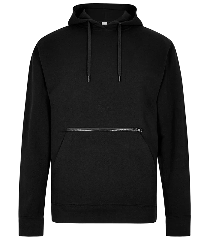 Kustom Kit Kustom Kit Regular Fit Piqué Zipped Pocket Hoodie in BLK