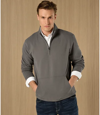 Kustom Kit Kustom Kit Regular Fit 1/4 Zip Piqué Sweatshirt in DGY