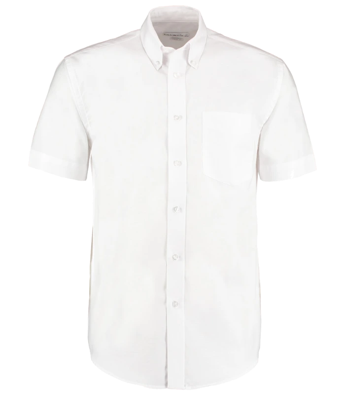 Kustom Kit Kustom Kit Short Sleeve Classic Fit Workwear Oxford Shirt in WHI