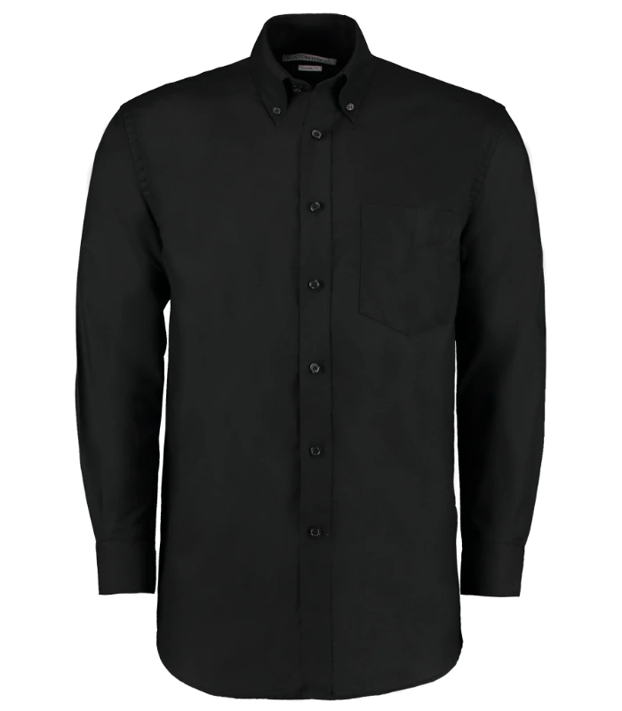 Kustom Kit Kustom Kit Long Sleeve Classic Fit Workwear Oxford Shirt in BLK