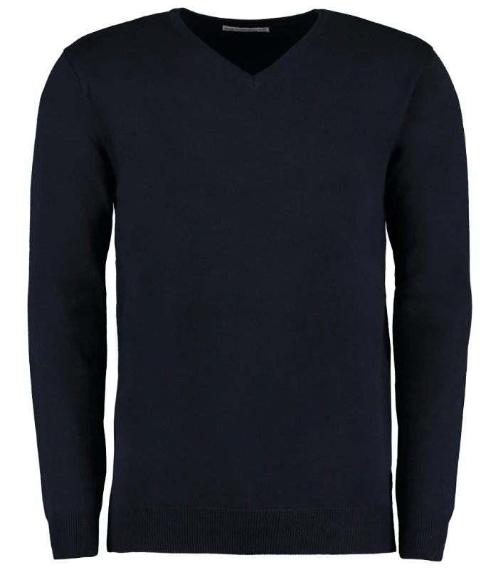 Kustom Kit Kustom Kit Arundel Cotton Acrylic V Neck Sweater in NAV