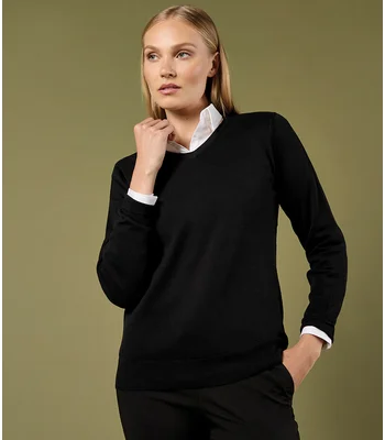 Kustom Kit Kustom Kit Ladies Arundel Cotton Acrylic V Neck Sweater